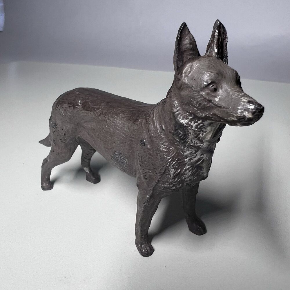 Vintage 1930s Germany Marked Cast Metal German Shepherd Dog Figurine 3"